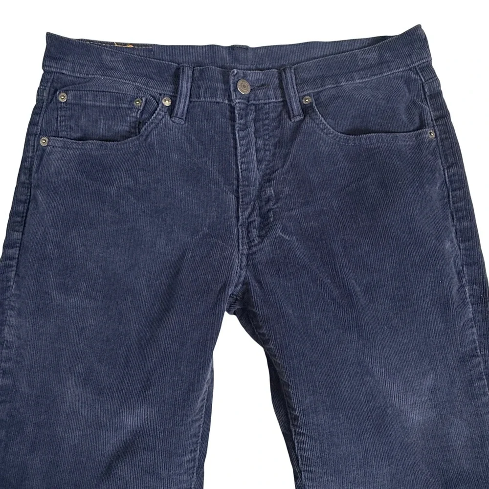 Levis‎ 511 Slim Fit Fine Wale Corduroy Pants Mens 32x34 Navy Blue Stretch